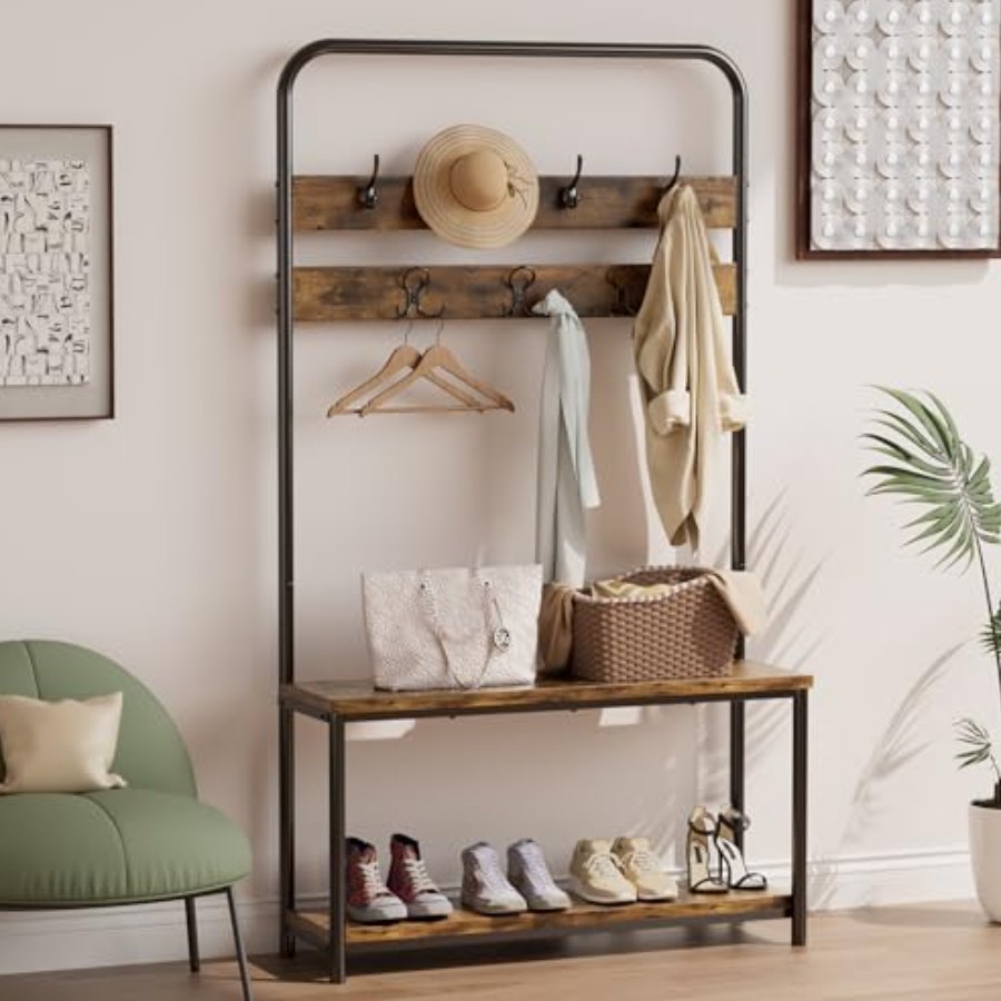 YESHOMY Hall Tree with Shoe Bench & Storage